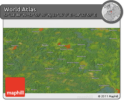Satellite 3D Map of the Area around 57° 46' 59" N, 34° 4' 30" E