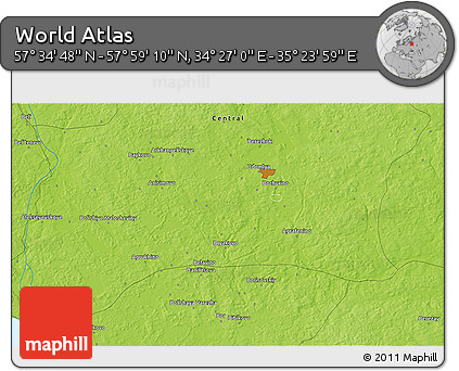 Physical 3D Map of the Area around 57° 46' 59" N, 34° 55' 29" E