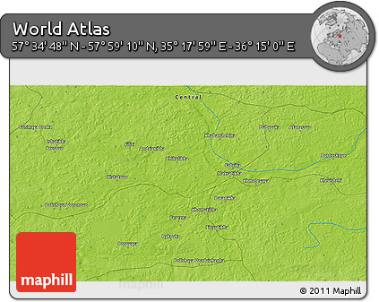 Physical 3D Map of the Area around 57° 46' 59" N, 35° 46' 29" E