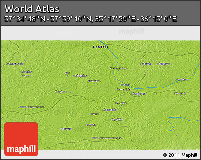 Physical 3D Map of the Area around 57° 46' 59" N, 35° 46' 29" E