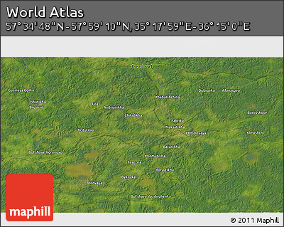 Satellite 3D Map of the Area around 57° 46' 59" N, 35° 46' 29" E