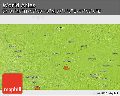 Physical 3D Map of the Area around 57° 46' 59" N, 37° 28' 30" E