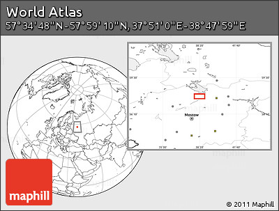 Blank Location Map of the Area around 57° 46' 59" N, 38° 19' 30" E