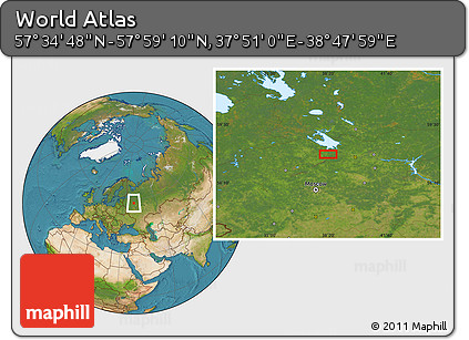 Satellite Location Map of the Area around 57° 46' 59" N, 38° 19' 30" E