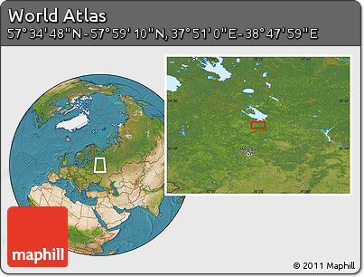 Satellite Location Map of the Area around 57° 46' 59" N, 38° 19' 30" E