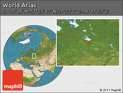 Satellite Location Map of the Area around 57° 46' 59" N, 38° 19' 30" E