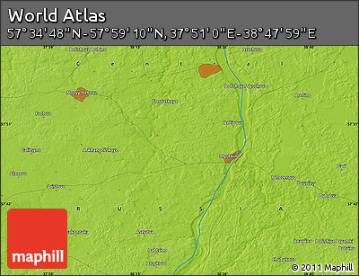 Physical Map of the Area around 57° 46' 59" N, 38° 19' 30" E