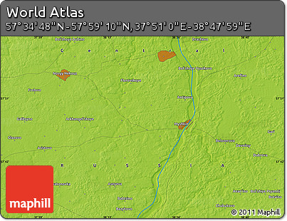 Physical Map of the Area around 57° 46' 59" N, 38° 19' 30" E
