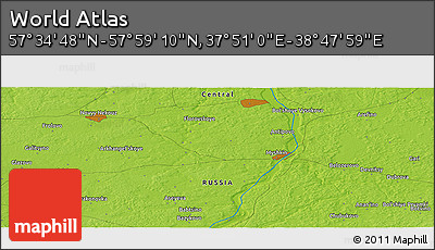 Physical Panoramic Map of the Area around 57° 46' 59" N, 38° 19' 30" E
