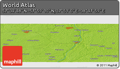 Physical Panoramic Map of the Area around 57° 46' 59" N, 38° 19' 30" E