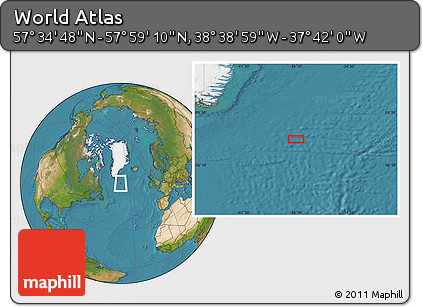 Satellite Location Map of the Area around 57° 46' 59" N, 38° 10' 29" W