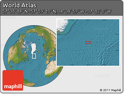 Satellite Location Map of the Area around 57° 46' 59" N, 38° 10' 29" W