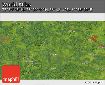 Satellite 3D Map of the Area around 57° 46' 59" N, 39° 10' 29" E
