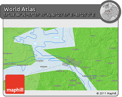 Political 3D Map of the Area around 57° 46' 59" N, 40° 52' 30" E
