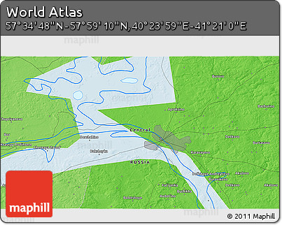 Political 3D Map of the Area around 57° 46' 59" N, 40° 52' 30" E