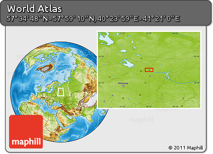 Physical Location Map of the Area around 57° 46' 59" N, 40° 52' 30" E