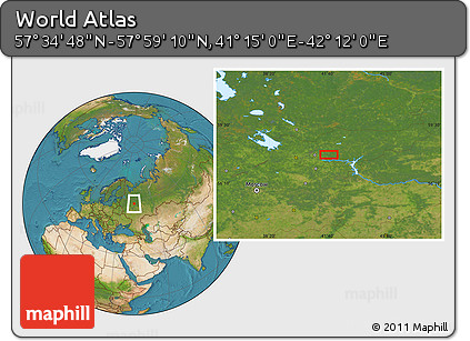 Satellite Location Map of the Area around 57° 46' 59" N, 41° 43' 30" E