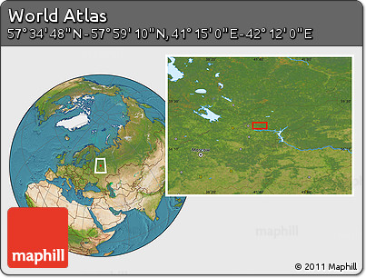 Satellite Location Map of the Area around 57° 46' 59" N, 41° 43' 30" E
