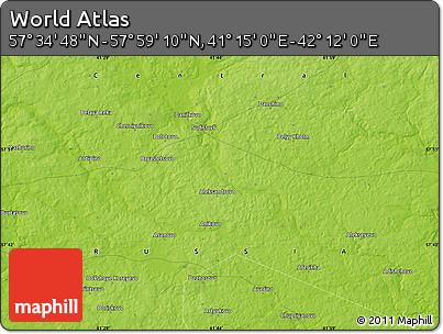 Physical Map of the Area around 57° 46' 59" N, 41° 43' 30" E