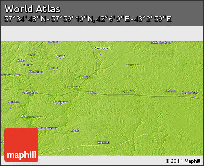 Physical 3D Map of the Area around 57° 46' 59" N, 42° 34' 30" E