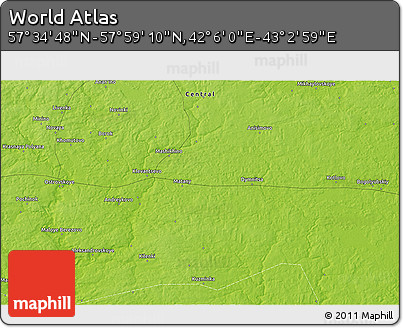 Physical 3D Map of the Area around 57° 46' 59" N, 42° 34' 30" E