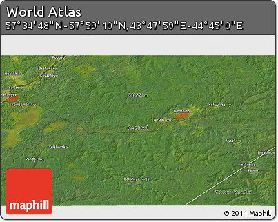 Satellite 3D Map of the Area around 57° 46' 59" N, 44° 16' 29" E