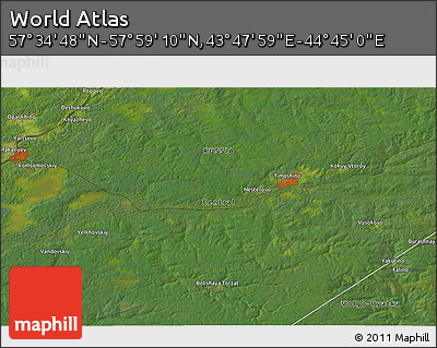 Satellite 3D Map of the Area around 57° 46' 59" N, 44° 16' 29" E