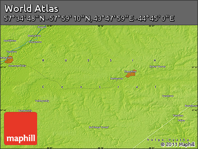 Physical Map of the Area around 57° 46' 59" N, 44° 16' 29" E