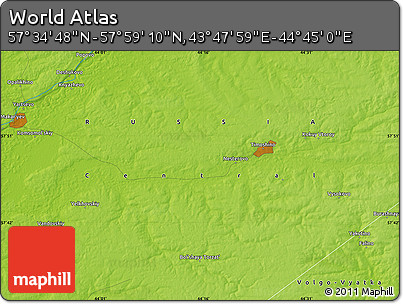 Physical Map of the Area around 57° 46' 59" N, 44° 16' 29" E