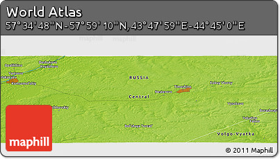Physical Panoramic Map of the Area around 57° 46' 59" N, 44° 16' 29" E