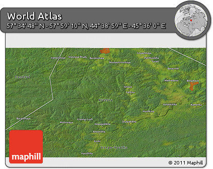 Satellite 3D Map of the Area around 57° 46' 59" N, 45° 7' 30" E