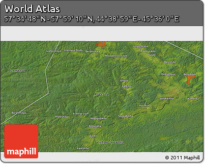Satellite 3D Map of the Area around 57° 46' 59" N, 45° 7' 30" E