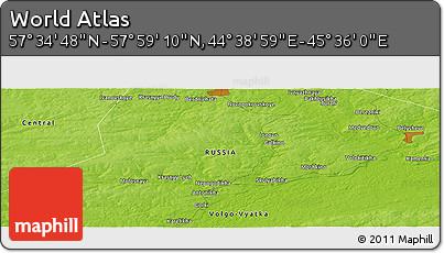 Physical Panoramic Map of the Area around 57° 46' 59" N, 45° 7' 30" E
