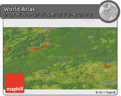 Satellite 3D Map of the Area around 57° 46' 59" N, 45° 58' 30" E