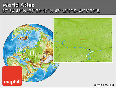 Physical Location Map of the Area around 57° 46' 59" N, 47° 40' 29" E