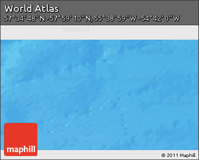 Shaded Relief 3D Map of the Area around 57° 46' 59" N, 55° 10' 29" W