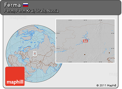 Gray Location Map of Ferma, hill shading