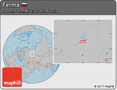 Gray Location Map of Ferma, hill shading