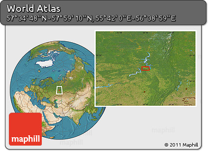 Satellite Location Map of the Area around 57° 46' 59" N, 56° 10' 29" E