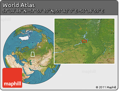 Satellite Location Map of the Area around 57° 46' 59" N, 56° 10' 29" E