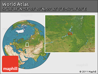 Satellite Location Map of the Area around 57° 46' 59" N, 56° 10' 29" E