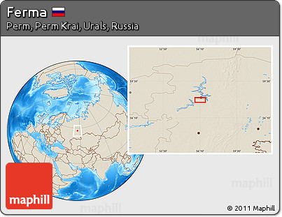 Shaded Relief Location Map of Ferma