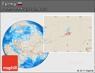 Shaded Relief Location Map of Ferma