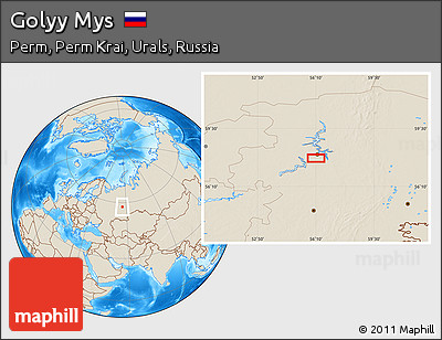 Shaded Relief Location Map of Golyy Mys