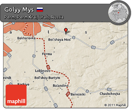 Shaded Relief Map of Golyy Mys
