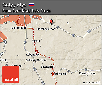 Shaded Relief Map of Golyy Mys