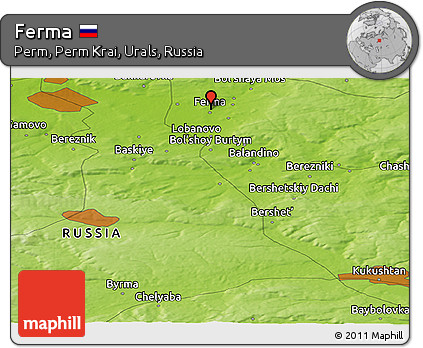 Physical Panoramic Map of Ferma