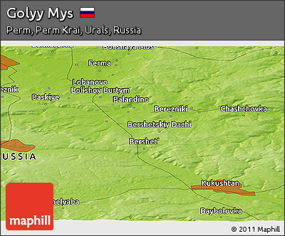 Physical Panoramic Map of Golyy Mys