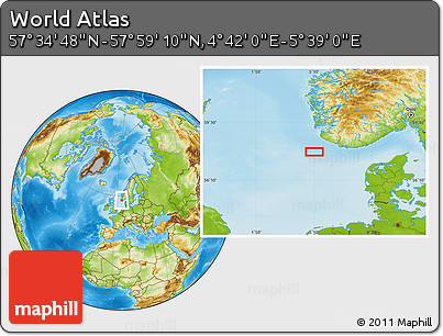 Physical Location Map of the Area around 57° 46' 59" N, 5° 10' 30" E