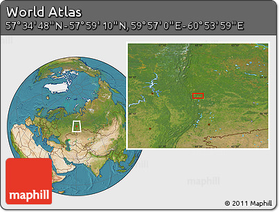 Satellite Location Map of the Area around 57° 46' 59" N, 60° 25' 29" E